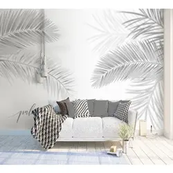 Фотообои листья пальмы в интерьере спальни