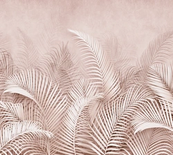 Фото тұсқағаздар жатын бөлменің интерьеріндегі пальма жапырақтары