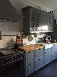 Ikea budbin gray kitchen in the interior