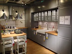 Ikea budbin gray kitchen in the interior