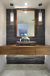 Bathtubs with wooden countertop photo