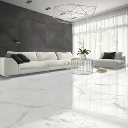 Marble-effect porcelain tiles in the living room photo