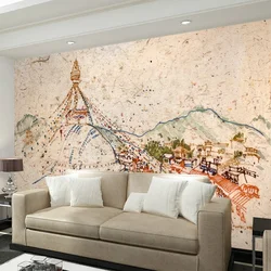 Living room design with wall painting