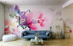 Living room design with wall painting