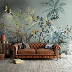 Living room design with wall painting
