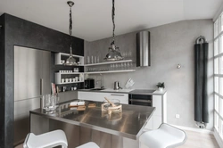 Gray plaster in the kitchen interior