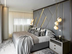 Bedroom design gray and gold