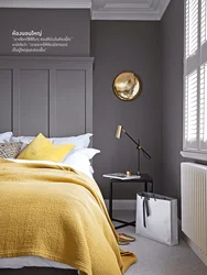 Bedroom design gray and gold