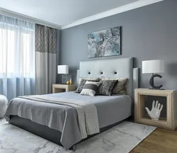 Дизайн спальни серый с золотом