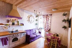 Kitchen living room design in the village