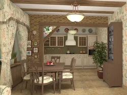 Kitchen living room design in the village