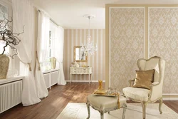 Wallpaper With Damask In The Living Room Interior