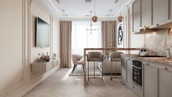Living Room Kitchen Design In Pastel Colors
