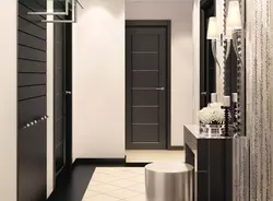 Photo of the hallway in an apartment with dark doors