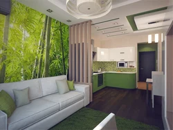 Green Kitchen Living Room Design Photo