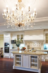 Chandelier In The Kitchen In A Classic Interior
