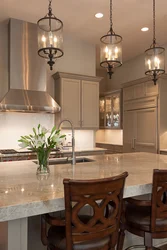 Chandelier In The Kitchen In A Classic Interior