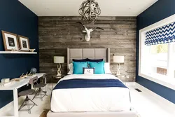 Gray and blue in the bedroom interior