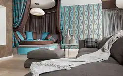 Brown turquoise bedroom design