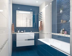 Bathroom White Blue Tiles Design