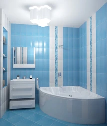 Bathroom white blue tiles design
