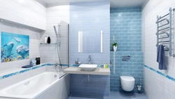 Ванна бөлмесінің ақ көк плиткаларының дизайны