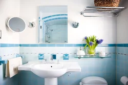 Bathroom White Blue Tiles Design