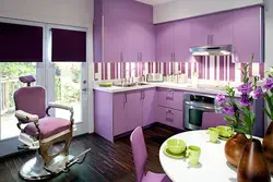 Purple green kitchen interior