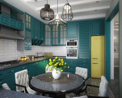 Black Turquoise Kitchen Interior