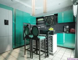 Black turquoise kitchen interior