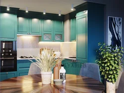 Black Turquoise Kitchen Interior
