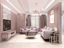 Pink gray living room design