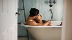 Photo of husband in bath