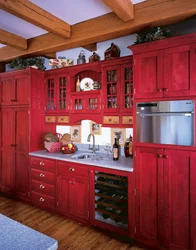 Кухня цвет красное дерево фото