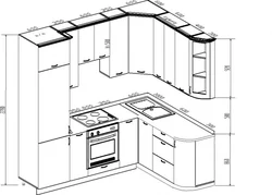 Кутнія кухні дызайн праекты з памерамі