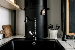 Kitchen interior with faucet