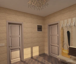Hallway design with wallpaper and panels
