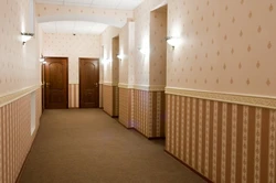 Hallway design with wallpaper and panels