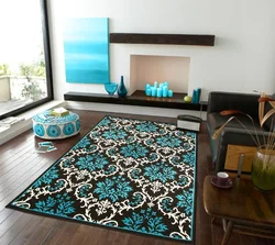 Turquoise carpet in the living room interior