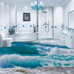 Интерьер ванны цвета морской волны