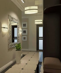 Lamps Above The Mirror In The Hallway In The Interior