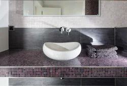 Ванна бөлмесінің фото дизайнындағы плитка раковинасы