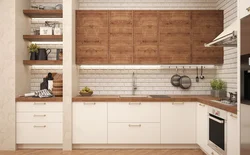 Kitchen design with wood tiles
