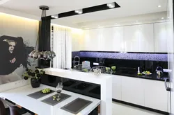 Black kitchen design with black countertop photo design