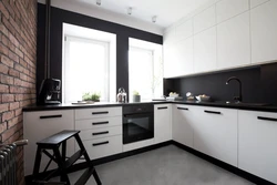 Дызайн чорнай кухні з чорнай стальніцай фота дызайн
