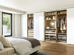 Wardrobes in bedroom walls design photo