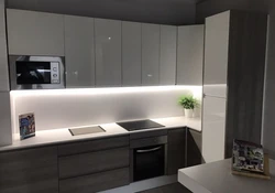 Kitchen dark gray bottom white top photo