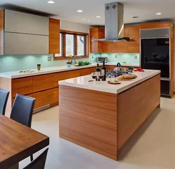 Corner kitchen with island design