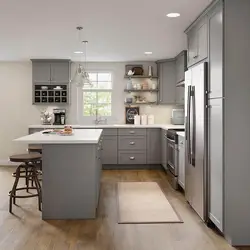 Gray kitchen design with island