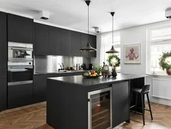 Gray kitchen design with island